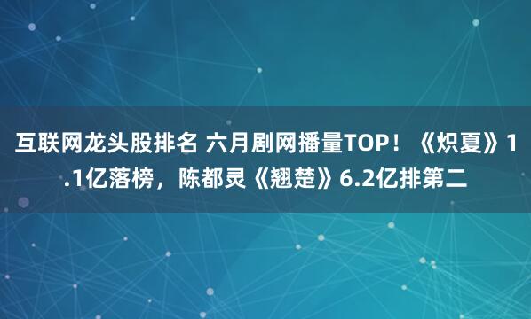 互联网龙头股排名 六月剧网播量TOP！《炽夏》1.1亿落榜，陈都灵《翘楚》6.2亿排第二